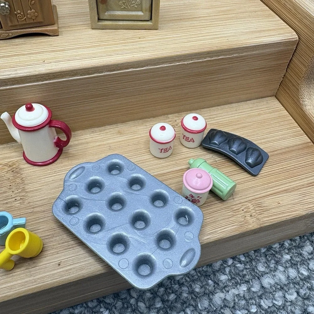 Epoch Calico Critters Kitchen Dollhouse Furniture VTG Tiny Foods Too Cute